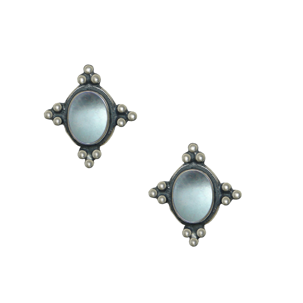 Sterling Silver Small Blue Topaz Post Stud Earrings